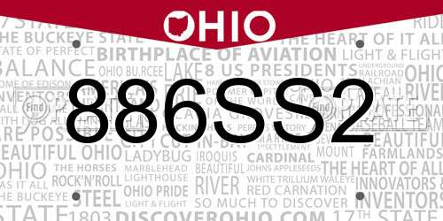 886SS2 Ohio License Plate