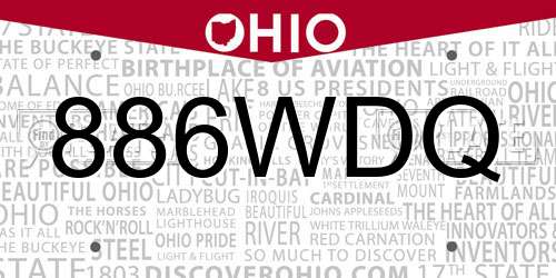 886WDQ Ohio License Plate