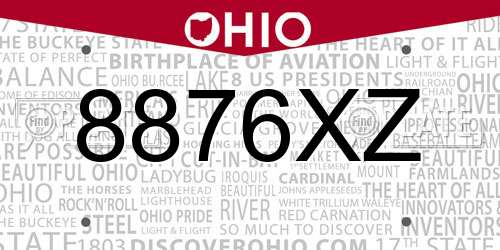 8876XZ Ohio License Plate