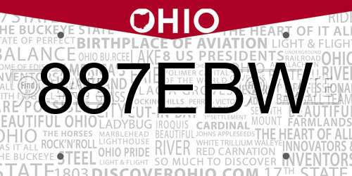 887EBW Ohio License Plate