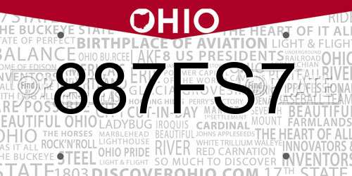 887FS7 Ohio License Plate