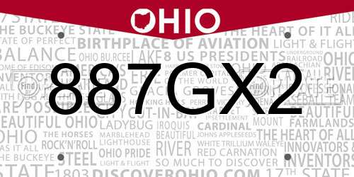 887GX2 Ohio License Plate