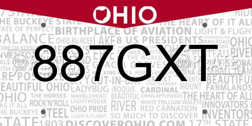 887GXT Ohio License Plate