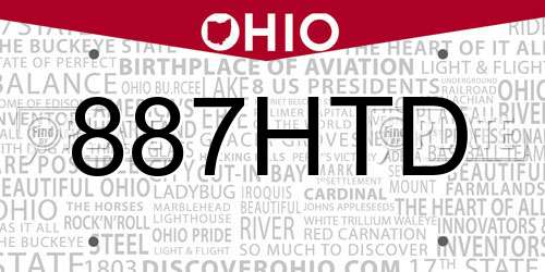 887HTD Ohio License Plate