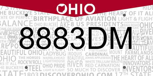 8883DM Ohio License Plate