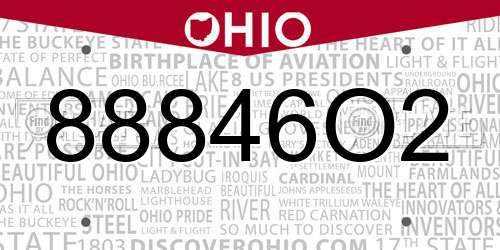 88846O2 Ohio License Plate