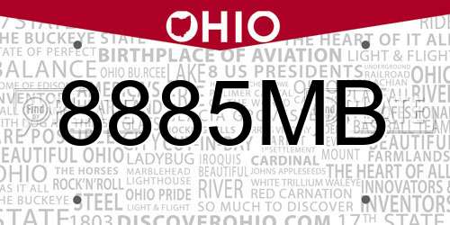 8885MB Ohio License Plate