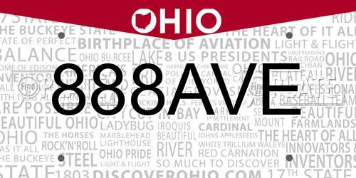 888AVE Ohio License Plate