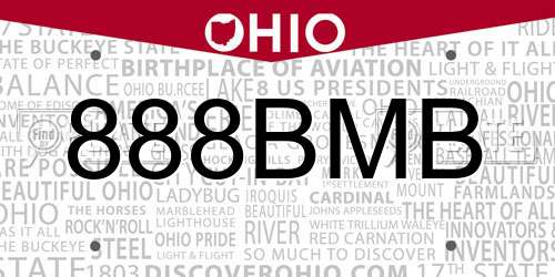 888BMB Ohio License Plate