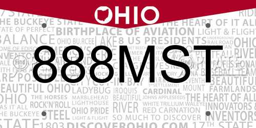 888MST Ohio License Plate