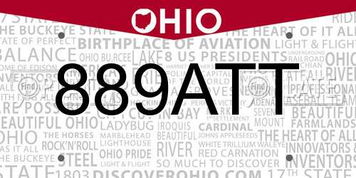 889ATT Ohio License Plate