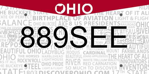 889SEE Ohio License Plate