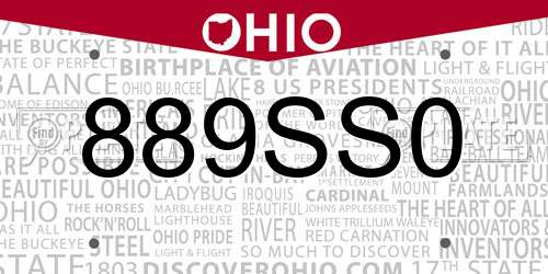 889SS0 Ohio License Plate