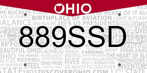 889SSD Ohio License Plate