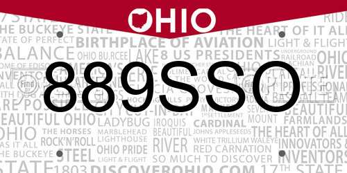 889SSO Ohio License Plate