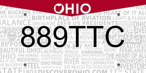 889TTC Ohio License Plate