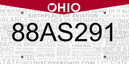 88AS291 Ohio License Plate