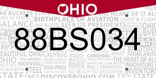 88BS034 Ohio License Plate