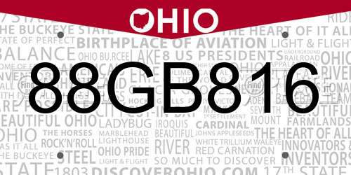 88GB816 Ohio License Plate