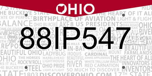88IP547 Ohio License Plate