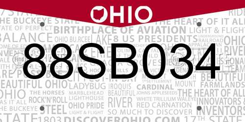 88SB034 Ohio License Plate