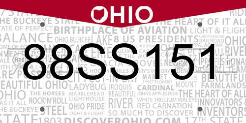 88SS151 Ohio License Plate