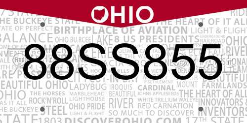 88SS855 Ohio License Plate