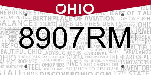 8907RM Ohio License Plate