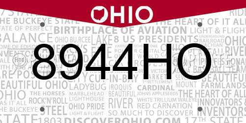 8944HO Ohio License Plate