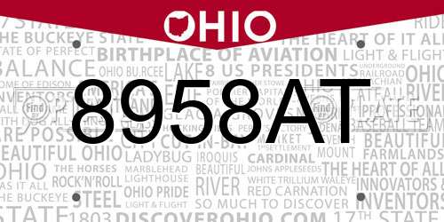 8958AT Ohio License Plate