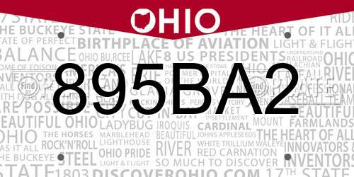 895BA2 Ohio License Plate