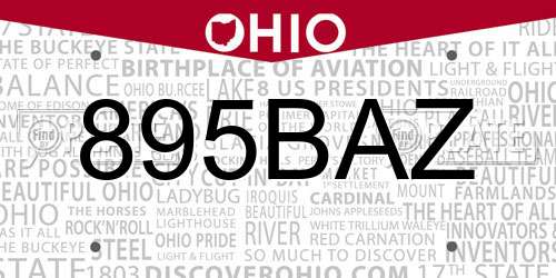 895BAZ Ohio License Plate