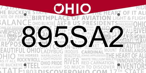 895SA2 Ohio License Plate