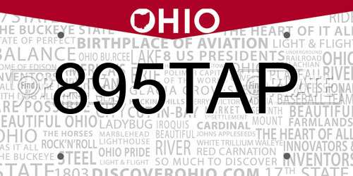 895TAP Ohio License Plate