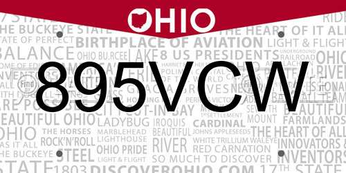 895VCW Ohio License Plate
