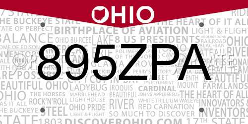 895ZPA Ohio License Plate