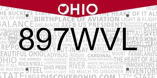 897WVL Ohio License Plate