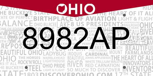 8982AP Ohio License Plate