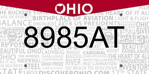 8985AT Ohio License Plate