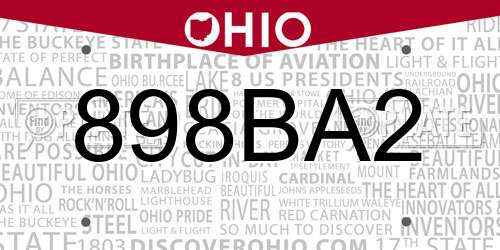 898BA2 Ohio License Plate