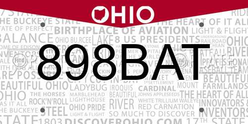 898BAT Ohio License Plate