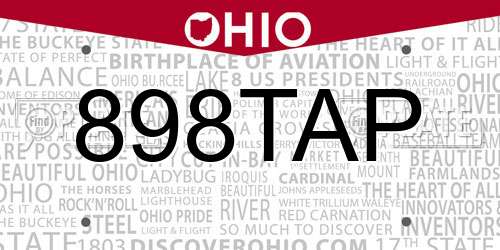 898TAP Ohio License Plate