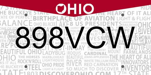 898VCW Ohio License Plate