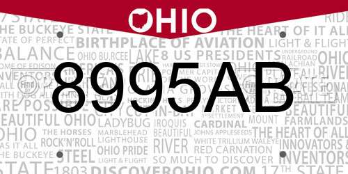 8995AB Ohio License Plate