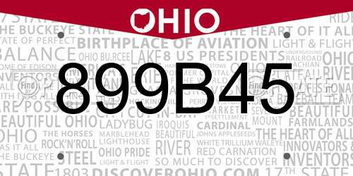 899B45 Ohio License Plate