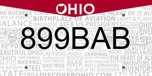 899BAB Ohio License Plate