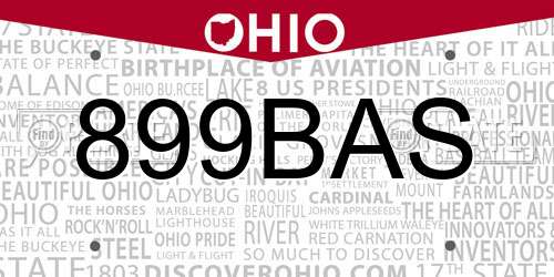 899BAS Ohio License Plate