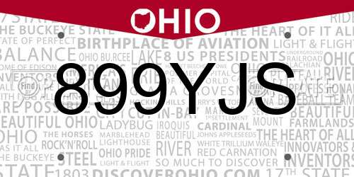 899YJS Ohio License Plate