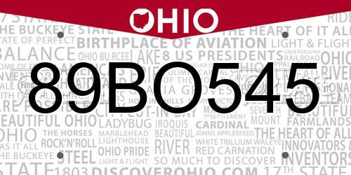 89BO545 Ohio License Plate