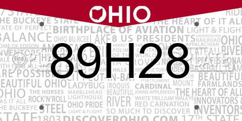 89H28 Ohio License Plate